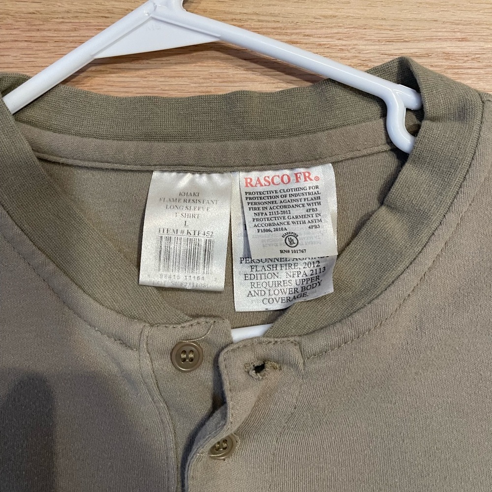 Rasco Fire Resistant Long Sleeve Henley Shirt